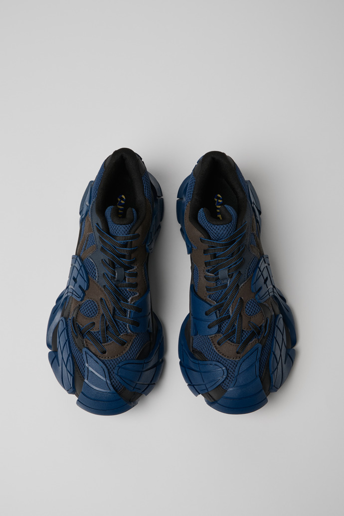 Overhead view of Tormenta Blue and Gray-Black Textile Sneakers