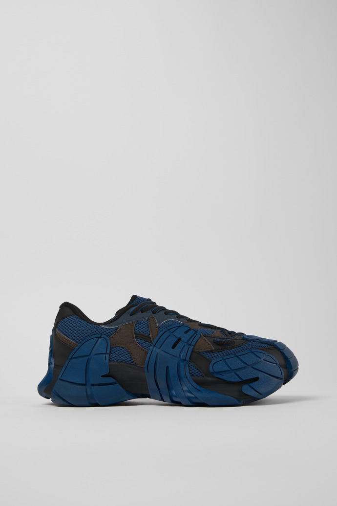 Side view of Tormenta Blue and Gray-Black Textile Sneakers