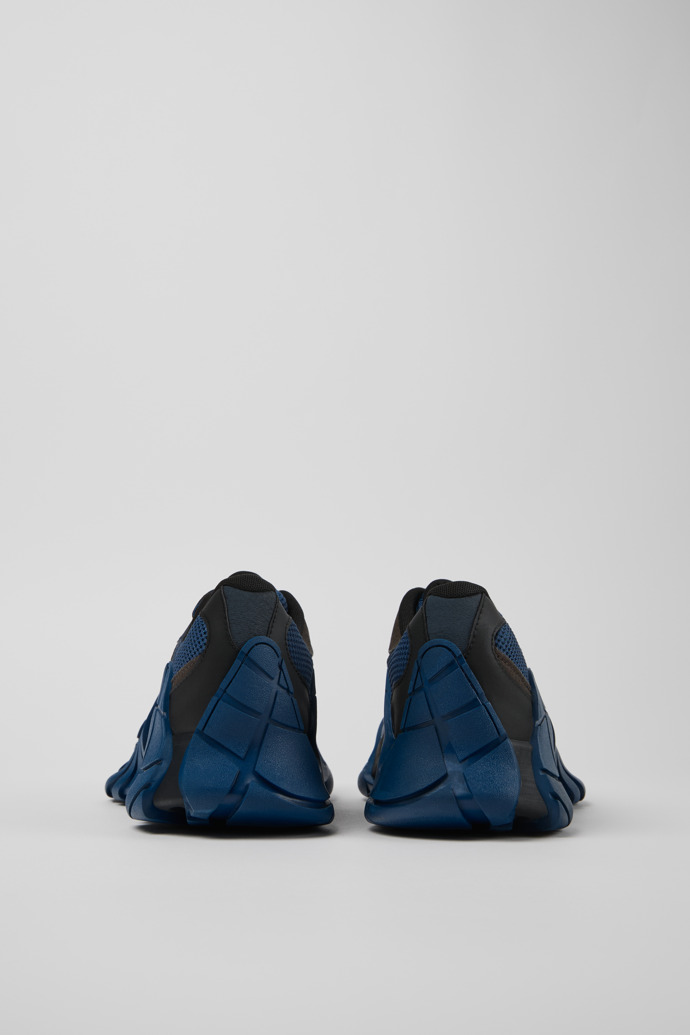 Back view of Tormenta Blue and Gray-Black Textile Sneakers