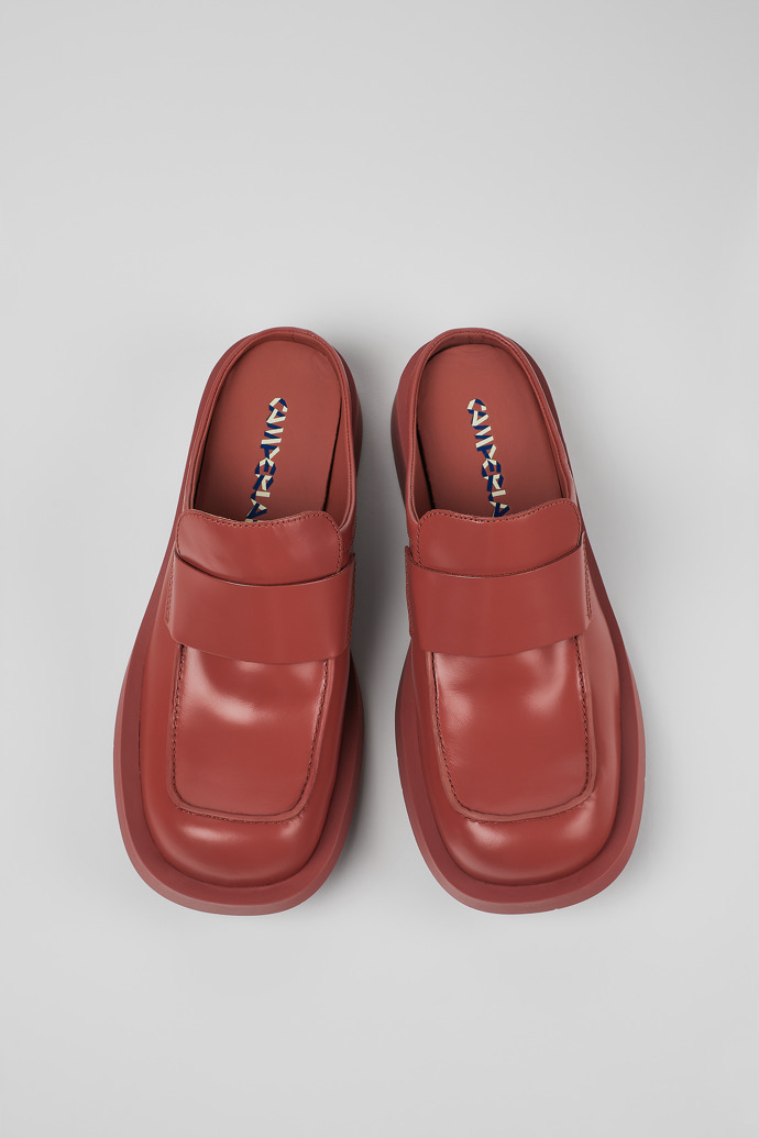 Overhead view of MIL 1978 Red leather loafer slide