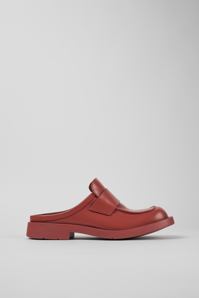 Side view of MIL 1978 Red leather loafer slide