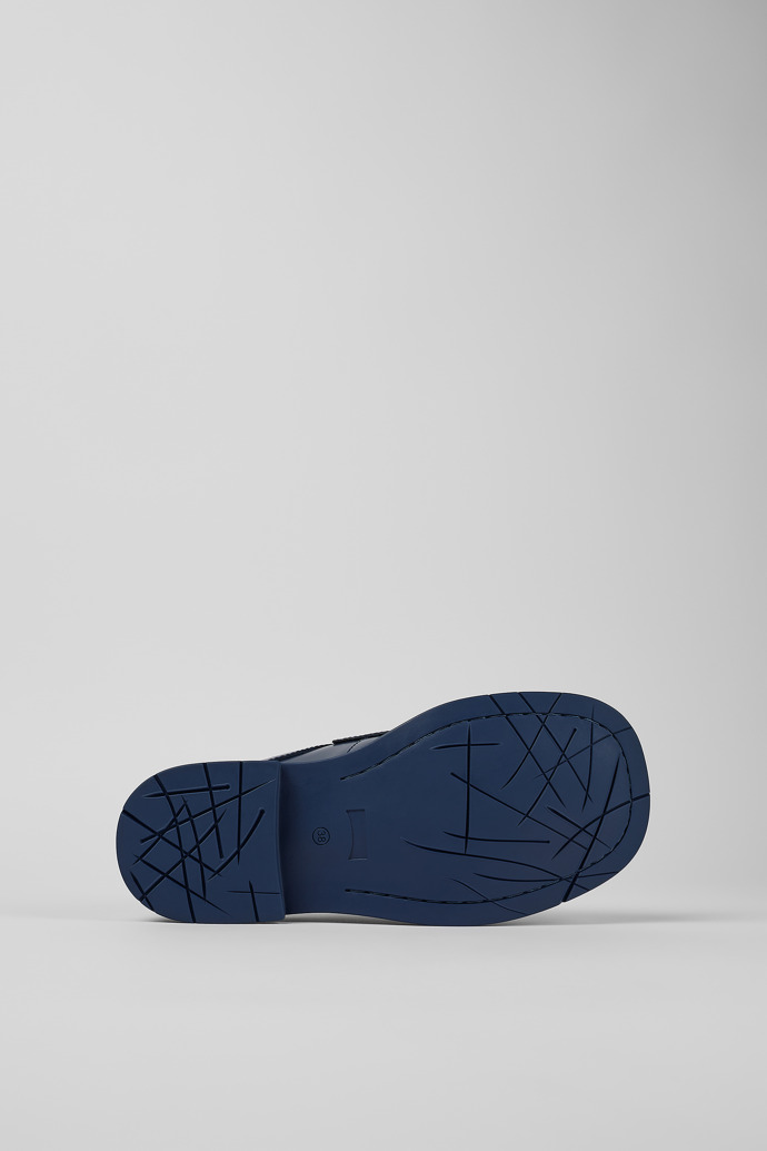 The soles of MIL 1978 Blue leather loafer slide