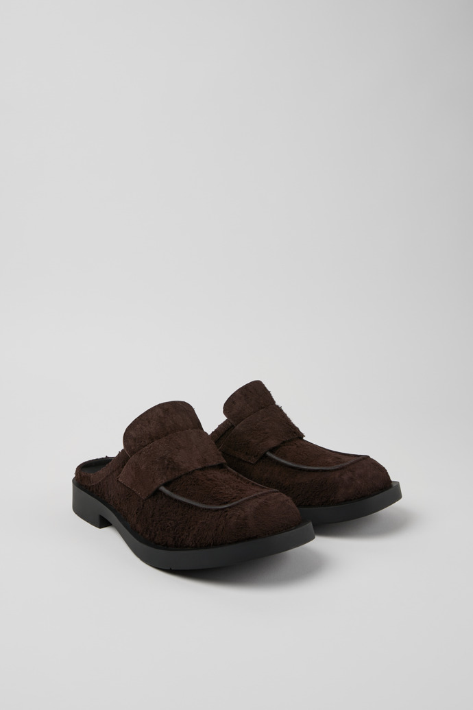 MIL 1978 Brown Nubuck Slide Loafers önden görünümü