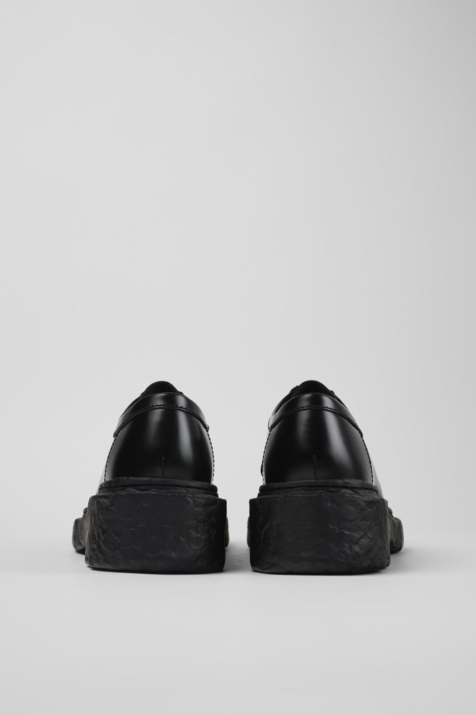 Back view of Vamonos Black Leather Wallabee Shoe