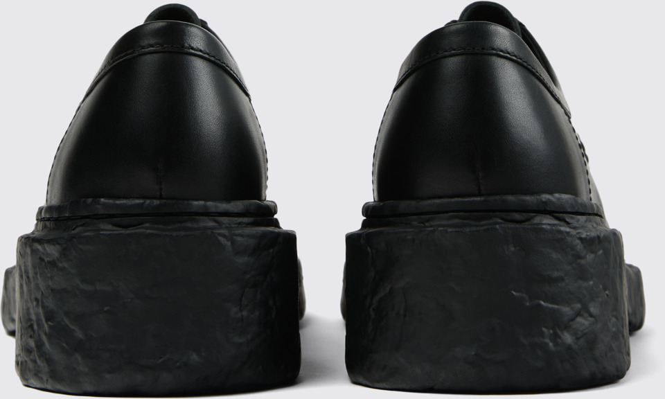 Back view of CAMPERLAB VAMONOS Black Leather Lace-Up Shoes
