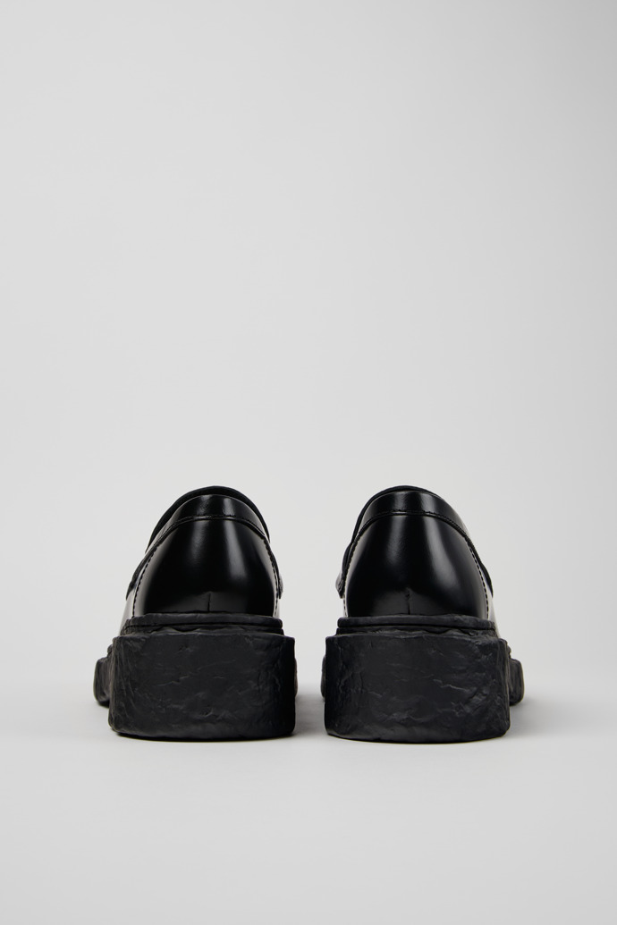 Back view of Vamonos Black Leather Loafers