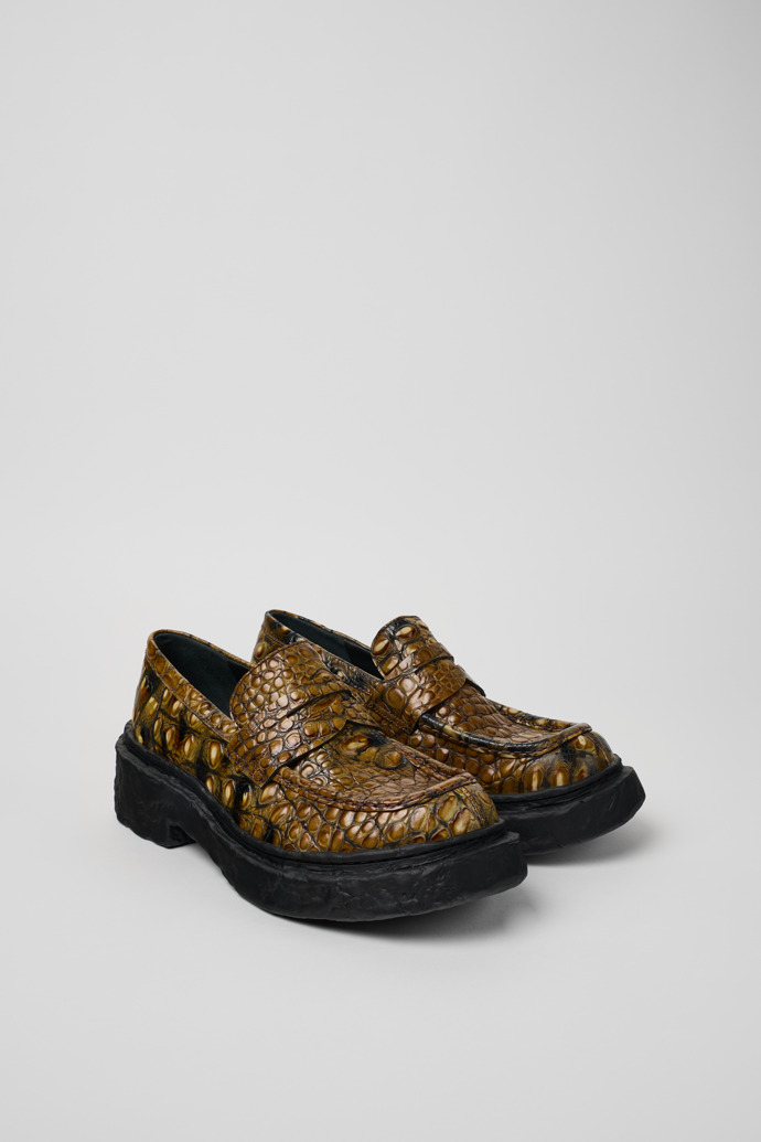 Front view of Vamonos Brown Leather Loafers