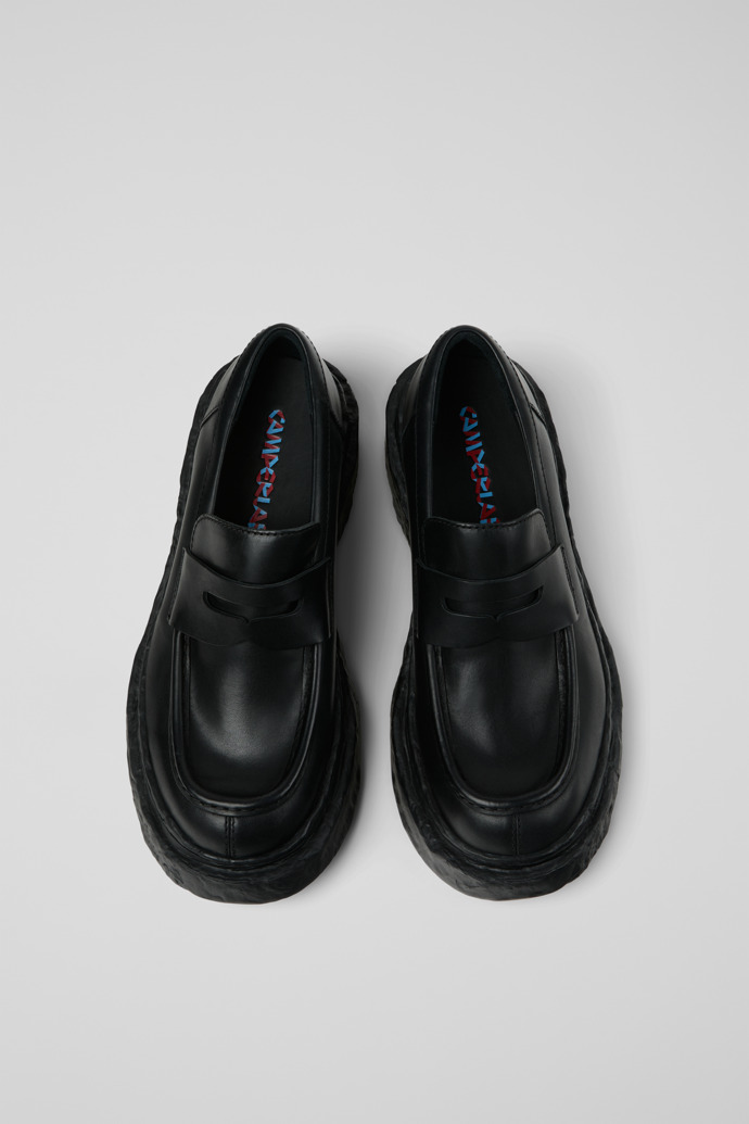 Overhead view of CAMPERLAB VAMONOS Black Leather Loafers