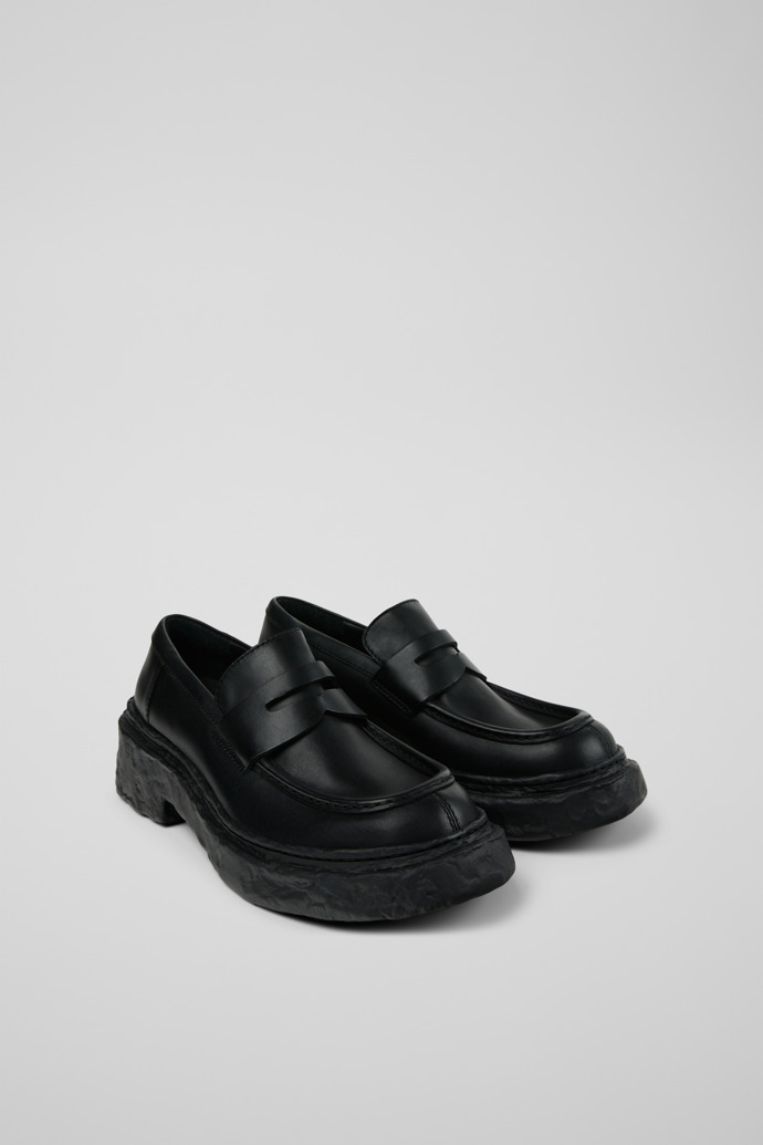 Front view of CAMPERLAB VAMONOS Black Leather Loafers