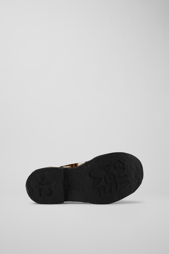 CAMPERLAB VAMONOS Mocasines en blanco roto y marrón de tartán de piel con pelo