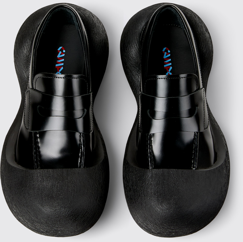 Overhead view of CAMPERLAB CARAMBA Black Leather Loafers