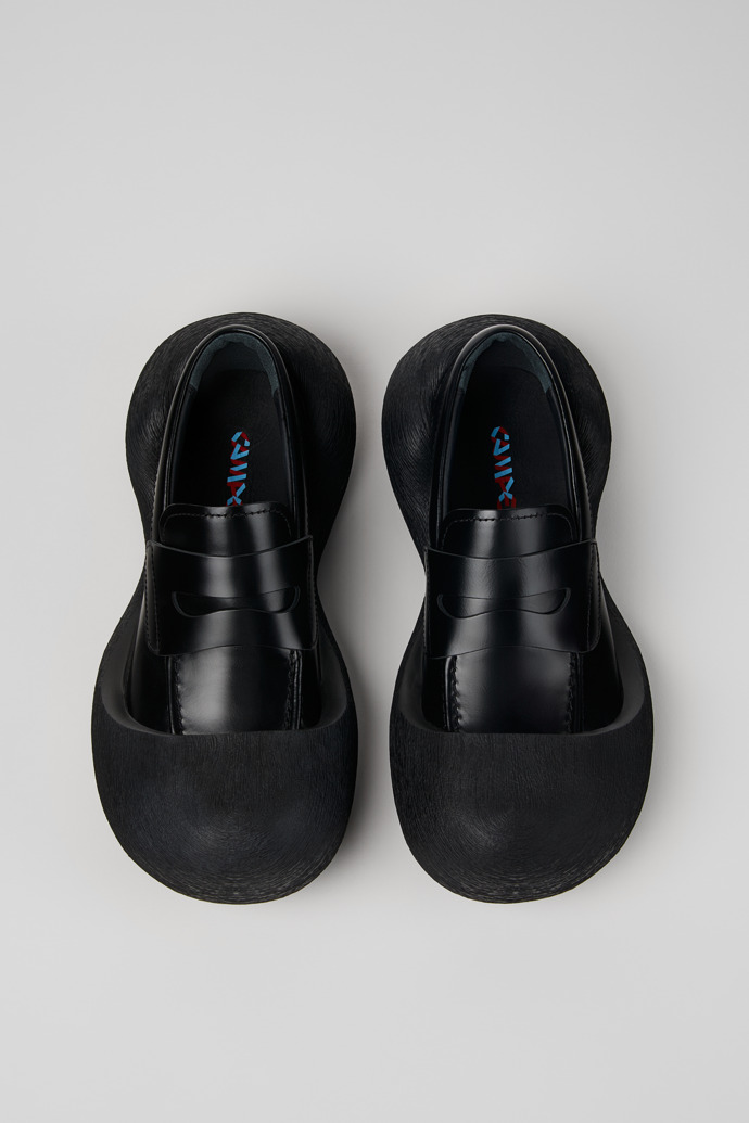 Overhead view of Caramba Black Leather Loafers