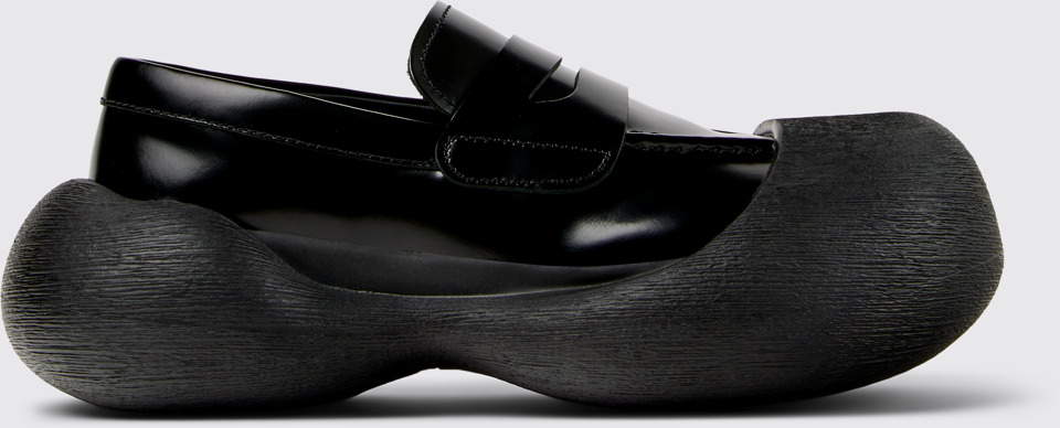 Side view of CAMPERLAB CARAMBA Black Leather Loafers