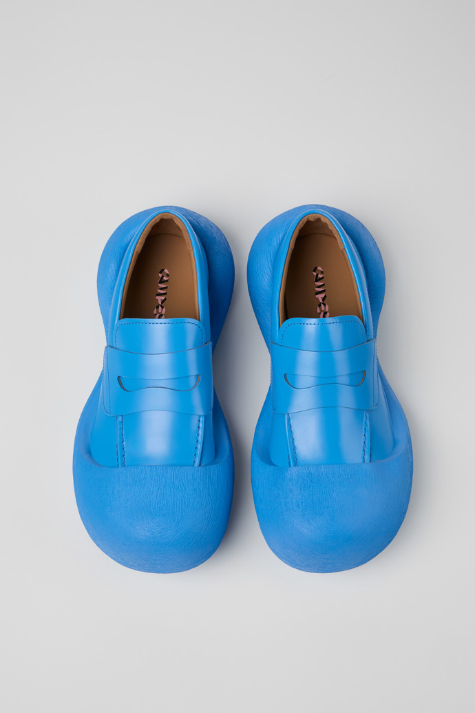 Overhead view of Caramba Blue Leather Loafers