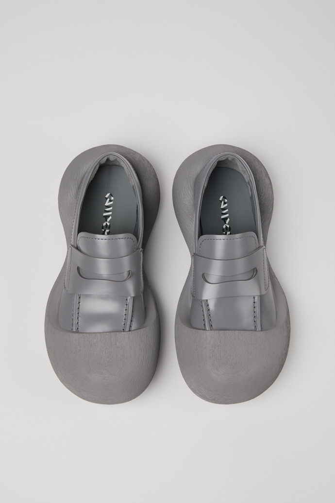 Overhead view of Caramba Gray Leather Loafers