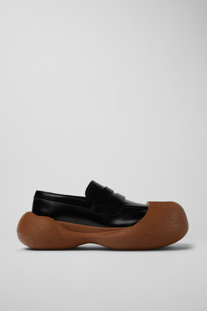 Side view of CAMPERLAB CARAMBA Black-brown leather loafers