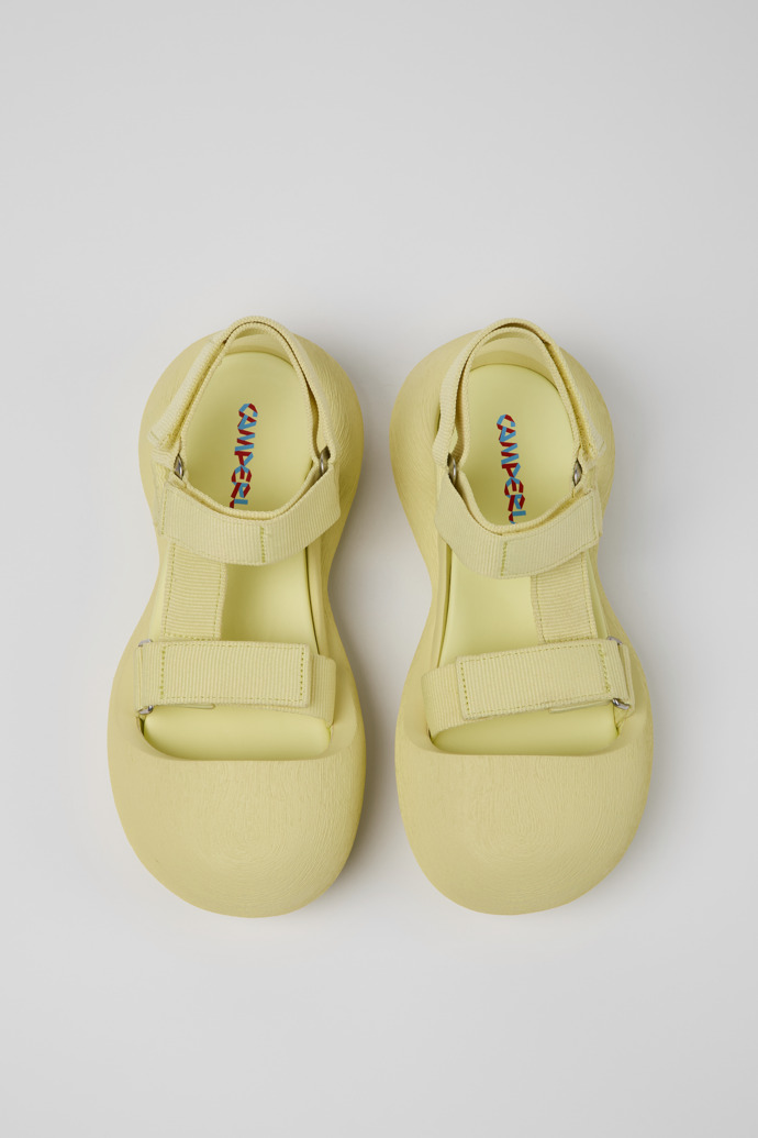 Overhead view of Caramba Yellow Recycled PET Sandals