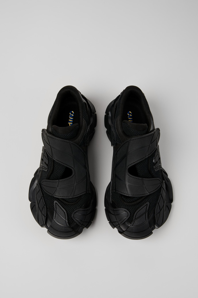 Overhead view of Tormenta Black Textile Sneakers