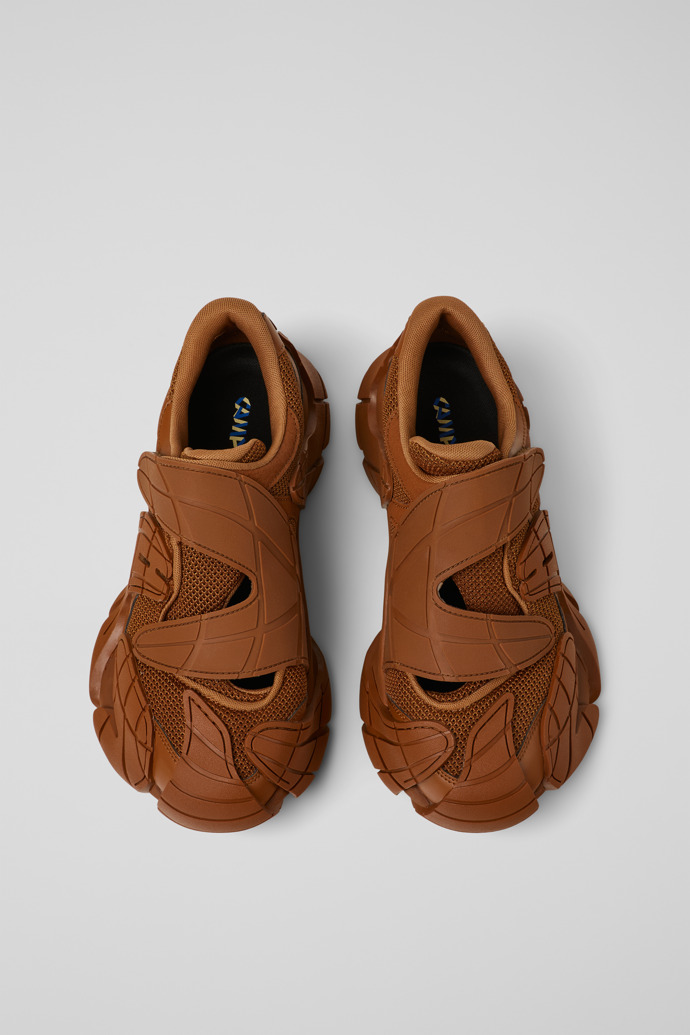Overhead view of CAMPERLAB TORMENTA Brown Textile Semi-Open Sneakers