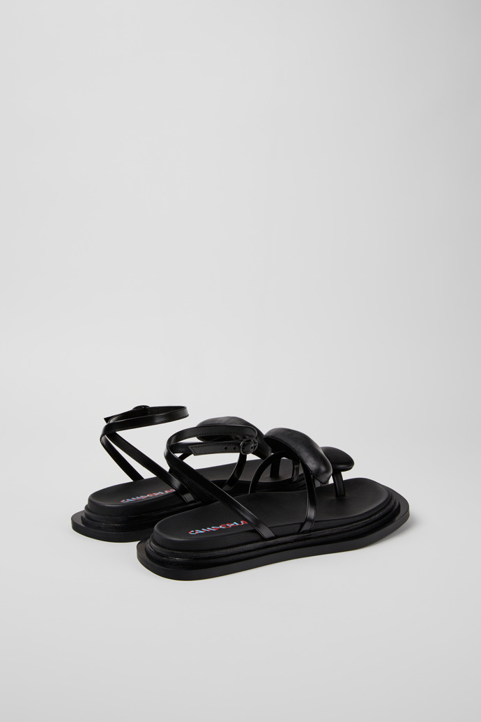 Back view of Nada Black Leather Sandals