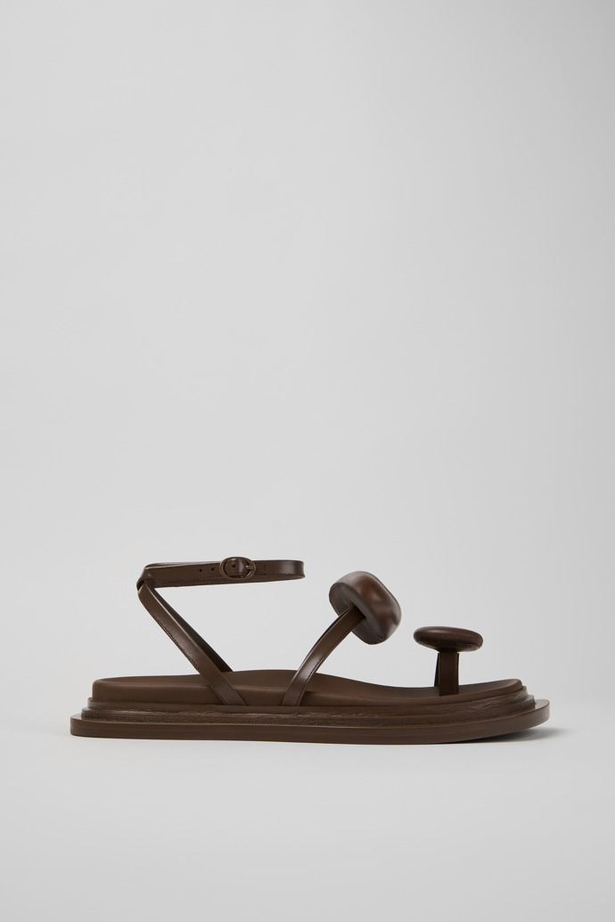 Side view of Nada Brown Leather Sandals