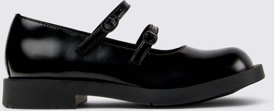 Side view of Mil 1978 Black Leather Mary Janes