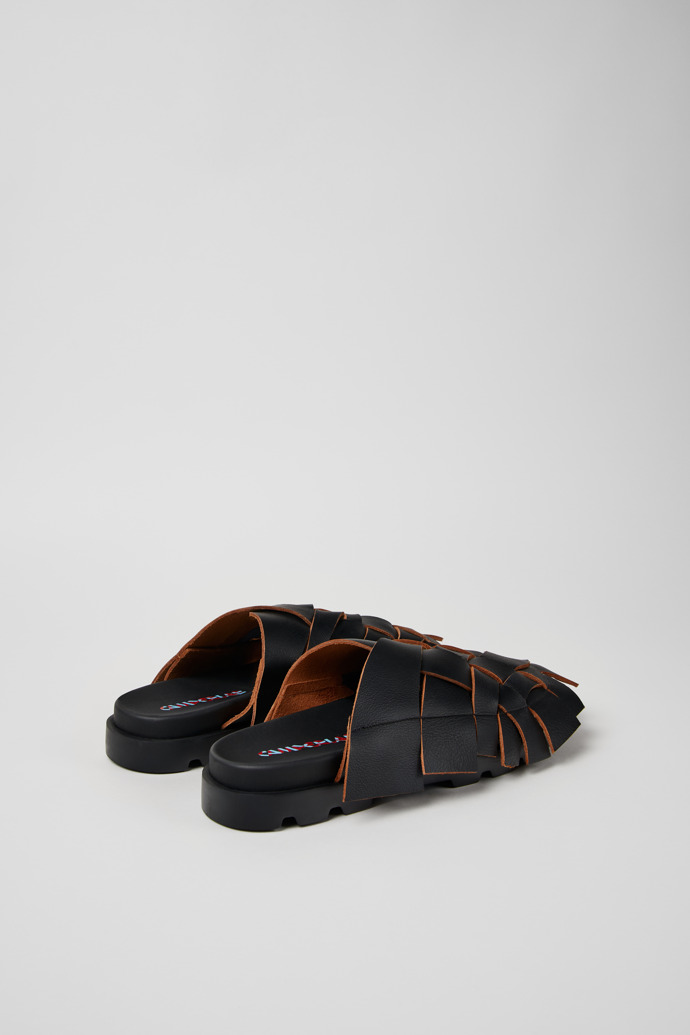 Back view of Brutus Sandal Black Leather Sandal