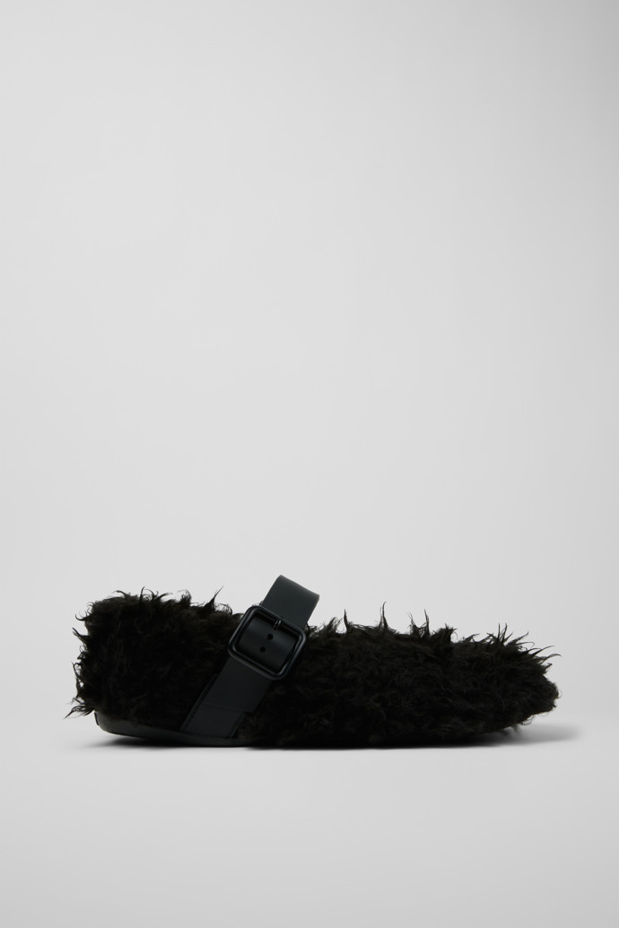 Side view of Wabi Black recycled PET Mary Janes