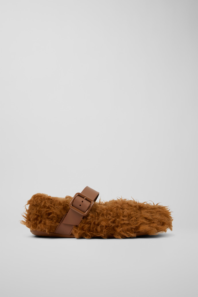 Side view of Wabi Brown recycled PET Mary Janes