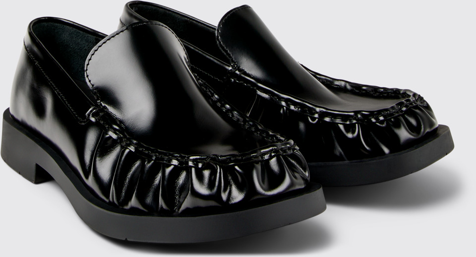 Front view of Mil 1978 Black Leather Loafers