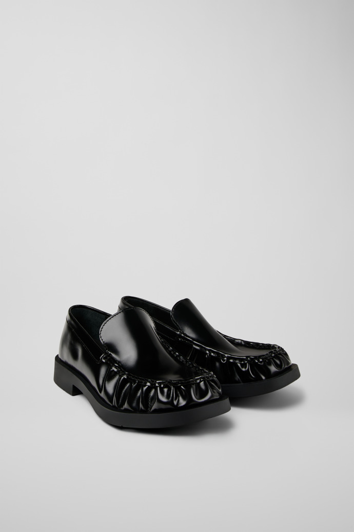 Front view of Mil 1978 Black Leather Loafers