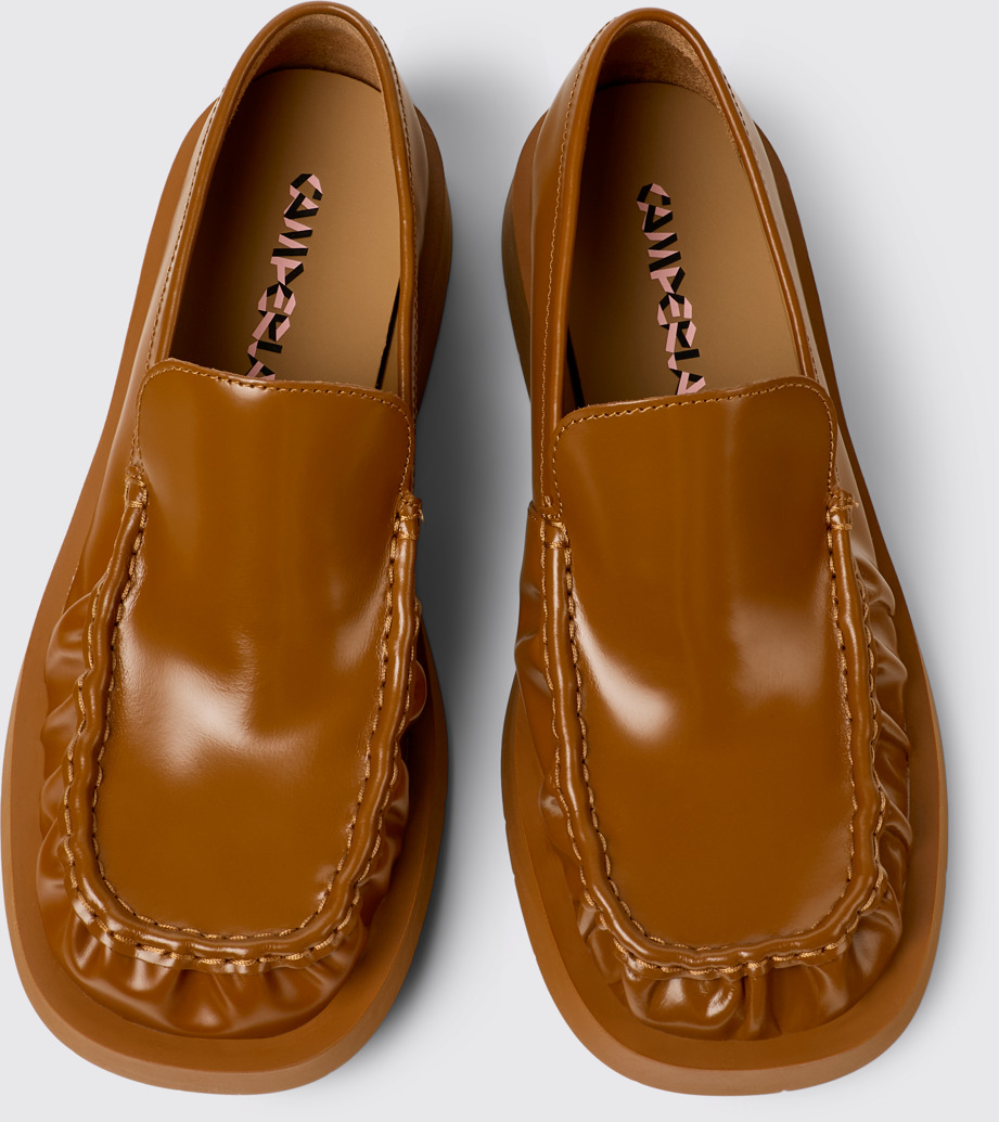 Overhead view of Mil 1978 Brown Leather Loafers