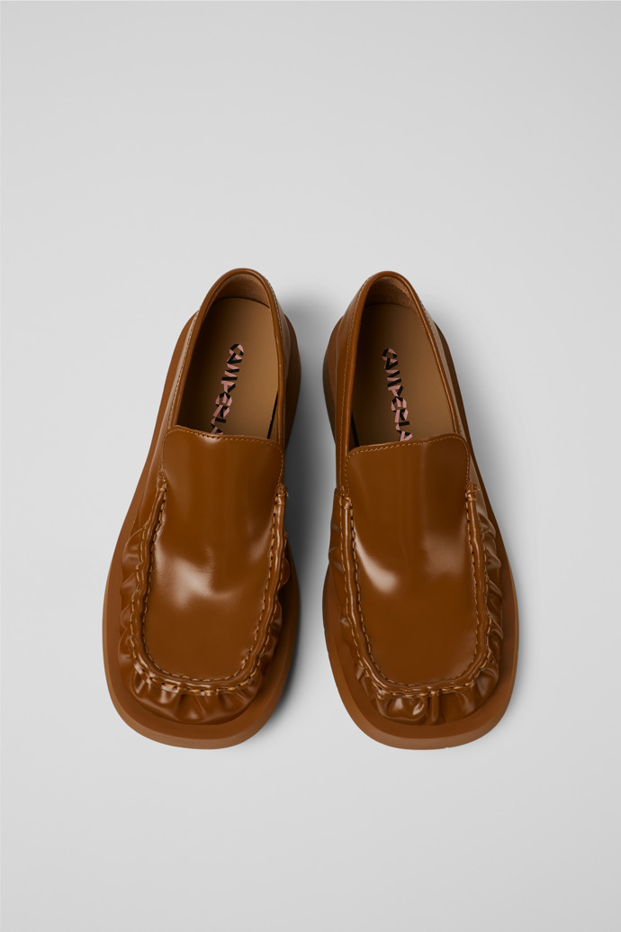 Overhead view of Mil 1978 Brown Leather Loafers