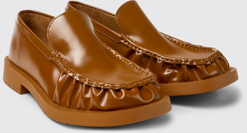 Front view of Mil 1978 Brown Leather Loafers