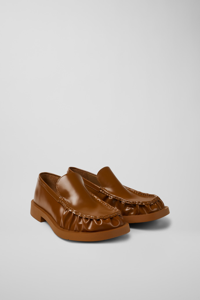Front view of Mil 1978 Brown Leather Loafers
