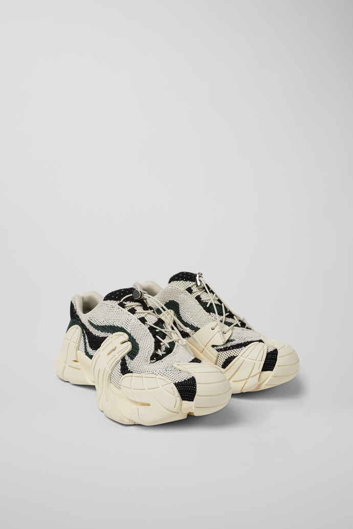 Front view of CAMPERLAB TORMENTA White-green textile sneakers