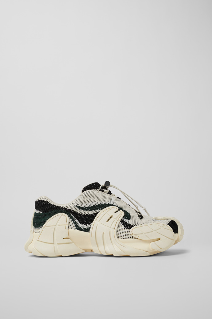 Side view of CAMPERLAB TORMENTA White-green textile sneakers