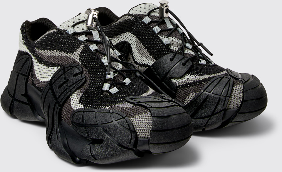 Front view of CAMPERLAB TORMENTA Black-Gray Textile Sneakers