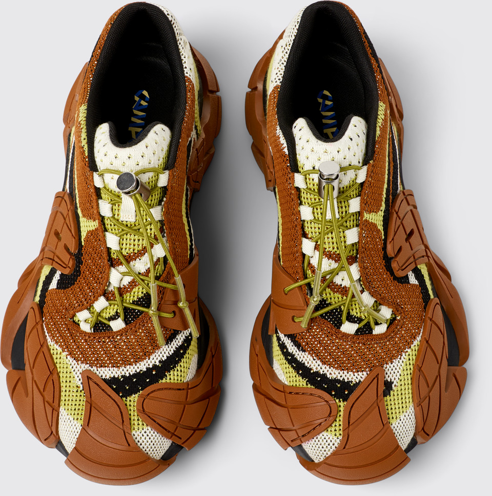 Overhead view of CAMPERLAB TORMENTA Brown-Green Textile Sneakers