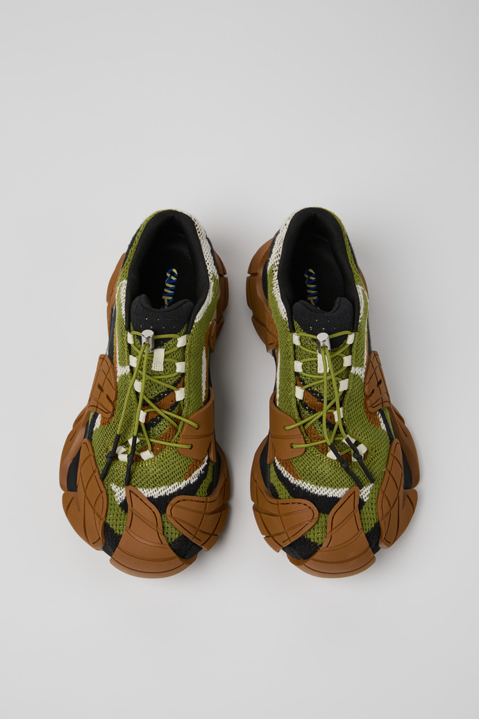 Overhead view of CAMPERLAB TORMENTA Brown-Green Textile Sneakers