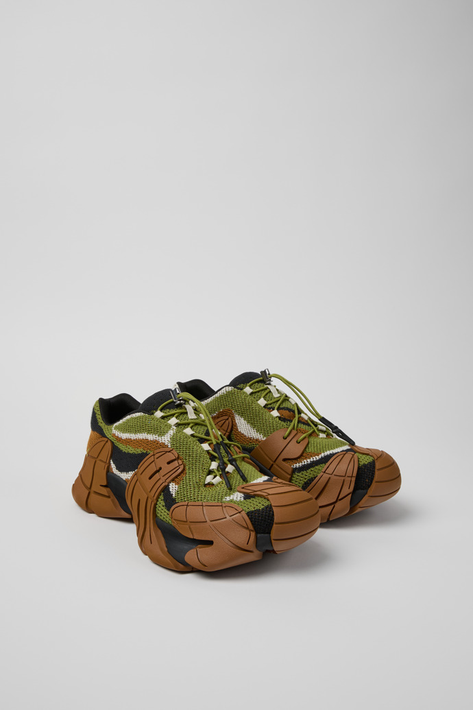 Front view of CAMPERLAB TORMENTA Brown-Green Textile Sneakers