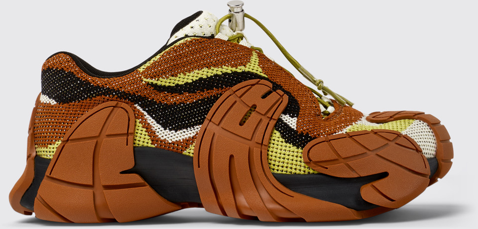 Side view of CAMPERLAB TORMENTA Brown-Green Textile Sneakers