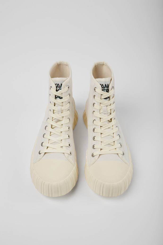 Overhead view of Roz White recycled cotton sneakers