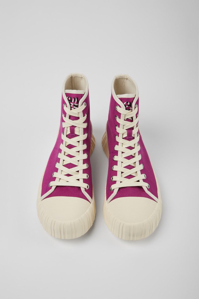Overhead view of Roz Purple recycled cotton sneakers