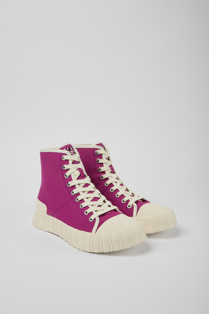 Front view of Roz Purple recycled cotton sneakers