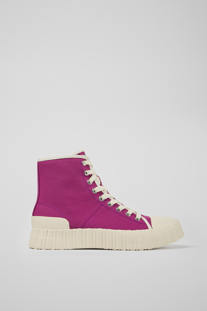 Side view of Roz Purple recycled cotton sneakers