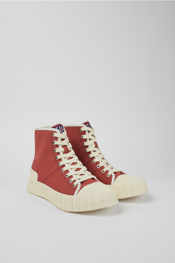 Front view of Roz Red Textile Sneaker bootie