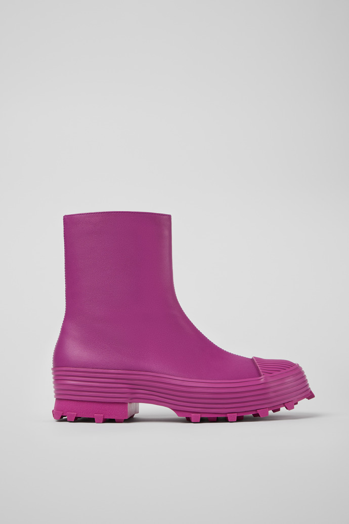Side view of Traktori Purple leather boots