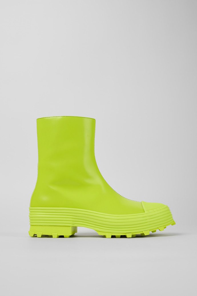 Side view of Traktori Green Leather Zip Boot