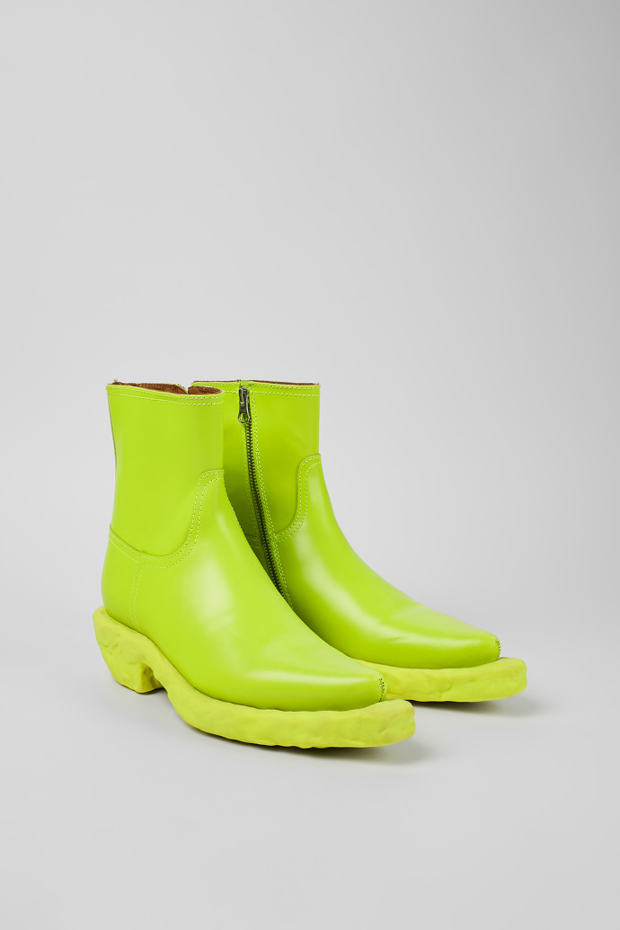 Front view of Venga Green Leather Zip Bootie
